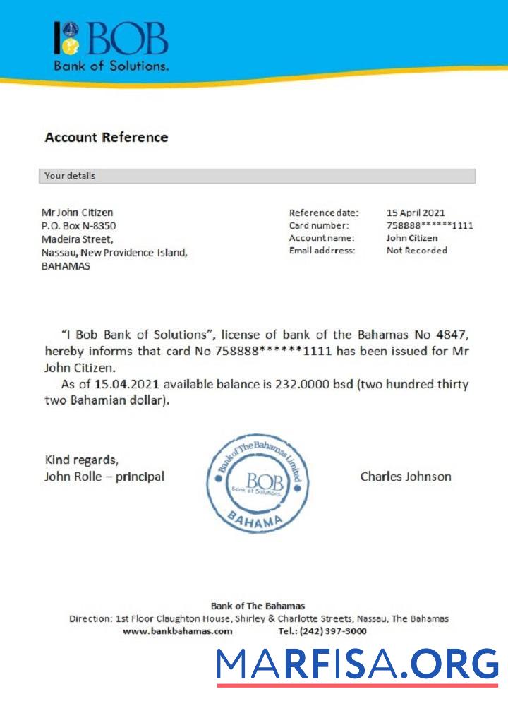 Realistic The Bahamas I bob bank of solutions reference sample